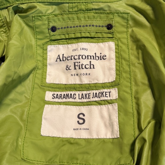 Abercrombie & Fitch Bright Lime Green Jacket with Patch - Picture 4 of 5